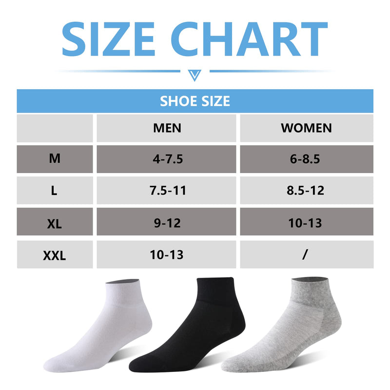 [Australia] - Forcool Non Binding Loose Top Seamless Ankle Low Cut Cotton Diabetic Socks for Men and Women, M/L/XL, 3/6 Pairs 6 Black&gray&white X-Large 