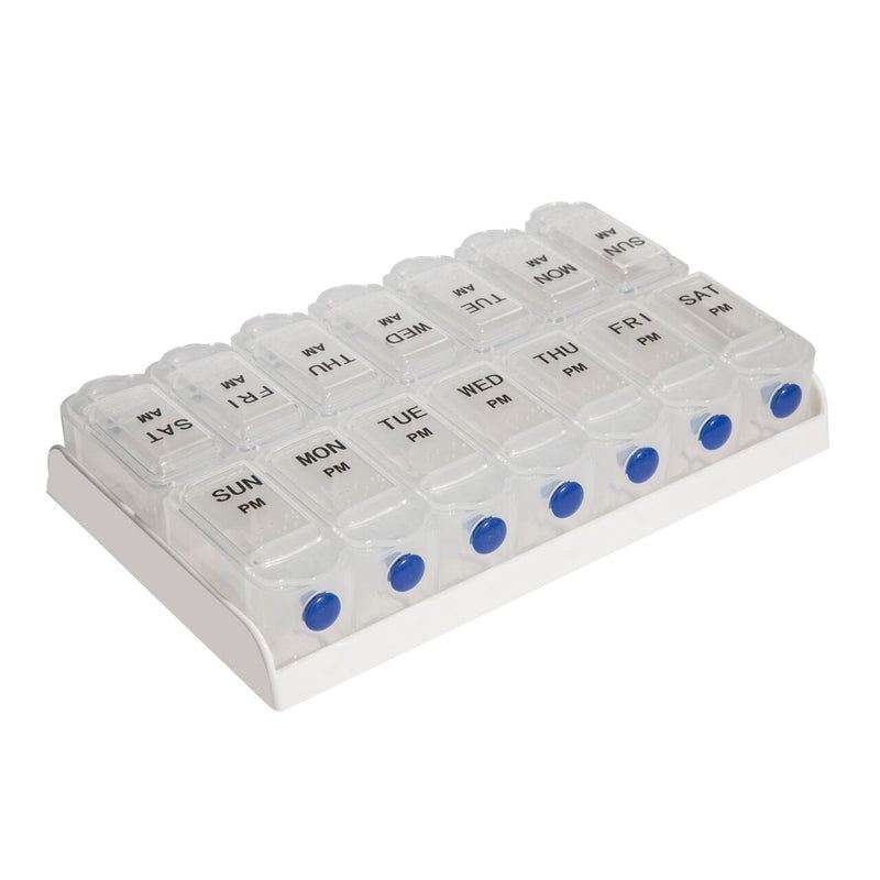 [Australia] - Safe and Sound 7 Day 14 Compartment AM and PM Push-button Easy-open Pill Box, Printed and Braille, Includes Two Patient Record Cards 14 Count (Pack of 1) 