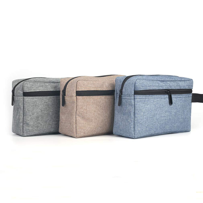 [Australia] - APAS Travel Makeup Bag Large Cosmetics Organizer Portable Double Zipper Pouch for Women Men (Grey) Grey 