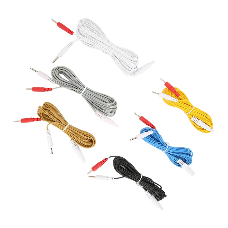 [Australia] - TENS Unit Lead Wires, 6 x Replacement Lead Wires for Electrodes, Universal and Compatible with Most TENS Units and Other Electrotherapy Stimulation Devices 