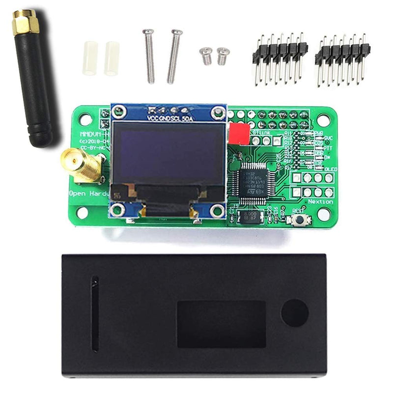 [Australia] - Hima MMDVM Hotspot Spot Radio Station+ Antenna+OLED+ Black Case with Screen Support P25 DMR YSF D-Star UHF Expansion Board WiFi Digital Voice Modem Suitable for Raspberry Pi-Zero W, Pi 3, Pi 3B+ Board+OLED+Case 