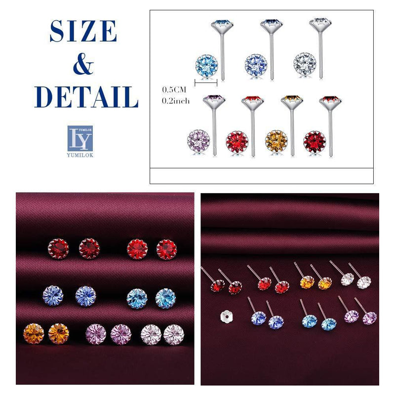 [Australia] - Womens Stud Earrings 7 Pairs 925 Sterling Silver Earrings Cubic Zirconia Studs Hypoallergenic Earring Set 