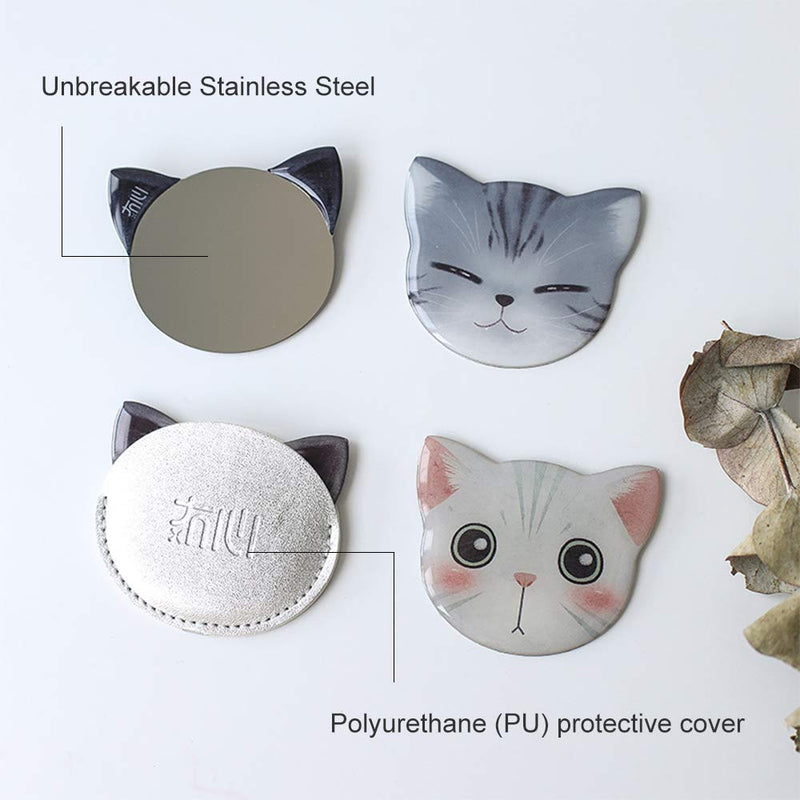 [Australia] - Catlady Cute cat Mirrors,Unbreakable Mirror,Stainless Steel Travel Mirror,Portable Makeup Mirror Fifi 
