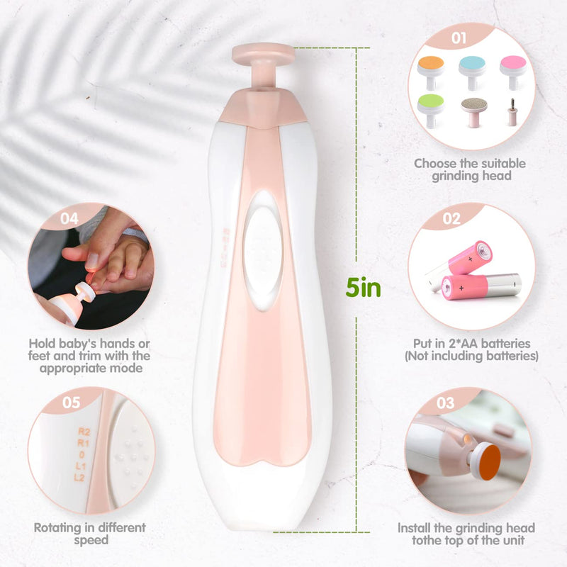 [Australia] - Haakaa Safe Baby Nail File, Electric Baby Nail Clippers, Whisper Quiet Nail File Kit for Newborn, Nail Trimmer Infant Toddler Fingernails Care,Polish & Trim. 