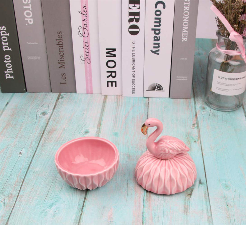 [Australia] - SEVENBEES Small Ceramic Flamingo Figurine Trinket Box for Jewelry,Ring,Earrings,Trinkets Tower,Wedding Candy 