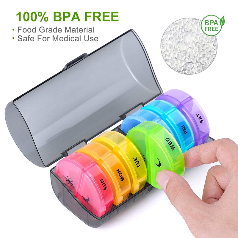 [Australia] - Amazon Brand – Eono Pill Organiser AM PM - 7 Day Weekly Pill Box Case with 14 Compartments, Medication Organiser for Travel Box - Proof Design 