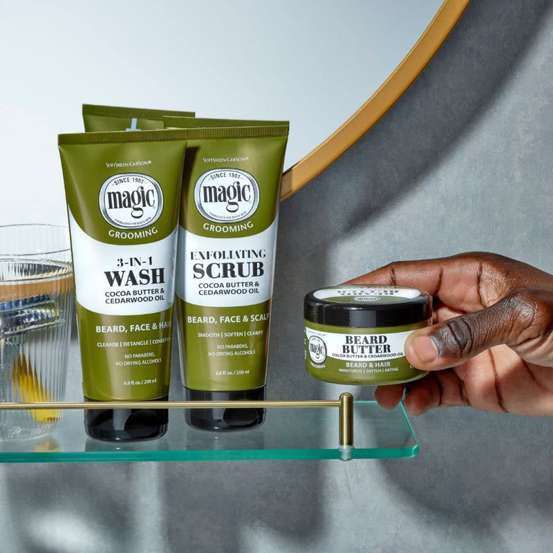 [Australia] - Softsheen-Carson Magic Men's Grooming Beard Butter and Conditioner with Cedarwood Oil and Cocoa Butter, Moisturizing Beard Care with No Drying Alcohol, 3.5 oz 
