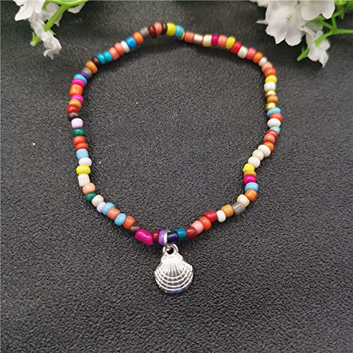[Australia] - YONYou 2pcs Colorful Beads Cowrie Shell Anklet for Women Bracelet on The Leg Gold Silver Color Foot Chain-Gold and Silver 