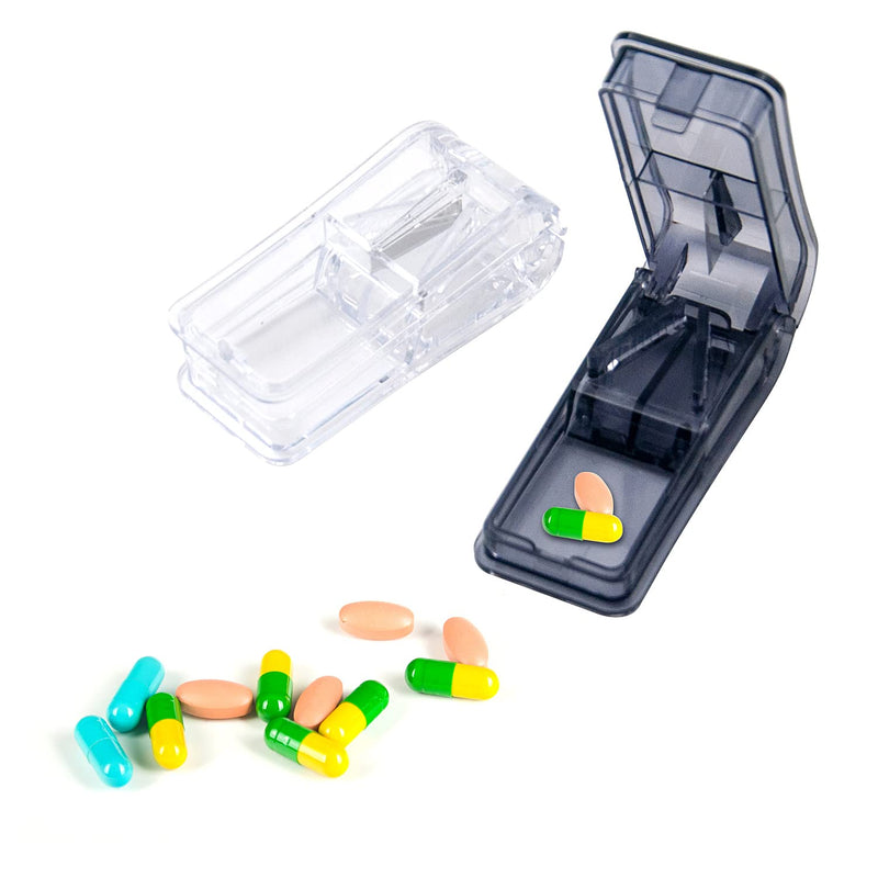 [Australia] - Pill Cutter, Portable 2-in-1Pill Splitter with Blade and Storage Compartment for Small or Large Pills Cut in Half Quarter for Pills Tablets (Black) Black 