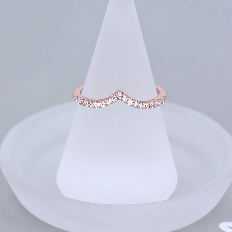 [Australia] - espere Pointed V Shaped Chevron 925 Sterling Silver Ring Rose Gold 4 