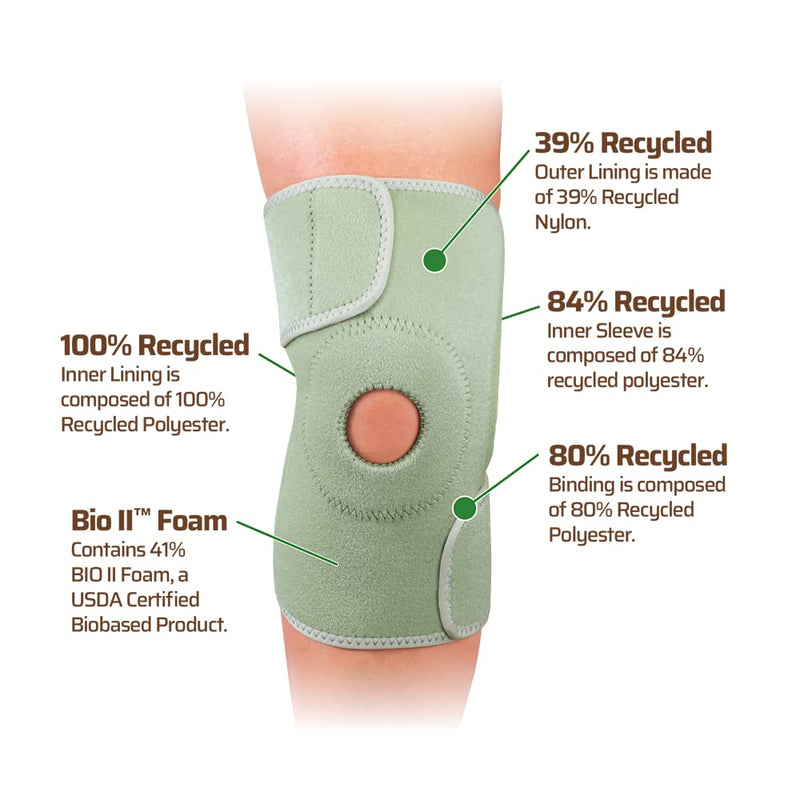 [Australia] - CleanPrene Knee Support- Sustainable, Biobased Brace for Knee- One Size, Fits Left or Right Leg,Green 