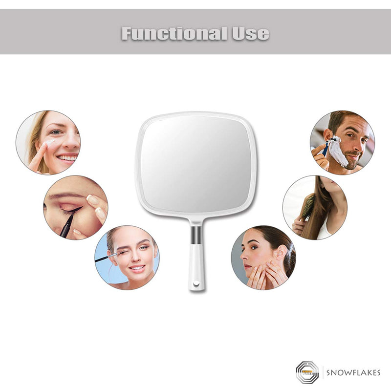 [Australia] - Snowflakes Large Hand Mirror with Handle-Hang Handheld Mirror Hairdresser Mirror.(White) 