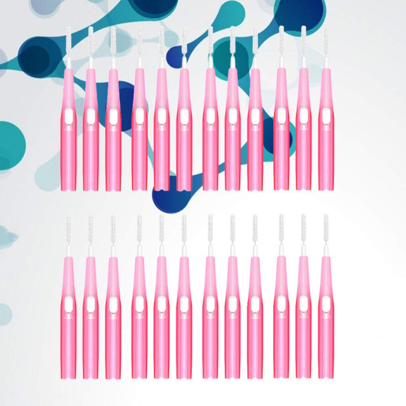 [Australia] - HEALLILY 30Pcs Interdental Brush Tooth Cleaner Toothpick Flossing Head Between Teeth Brush Interdental Brush Dental Flosser Tooth Cleaning Tool Pink 