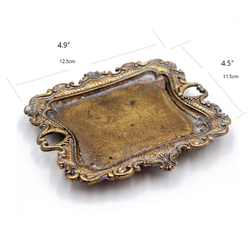 [Australia] - Funly mee Small Antique Trinket Dish Vintage Gold Jewelry Tray , Ring Holder 