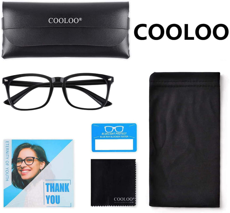 [Australia] - COOLOO Blue Light Blocking Glasses for Anti Headache and Eyes Strain Super Light Weight Computer Gaming Glasses Fashion Accessories，Unisex for Women and Men 01.black 