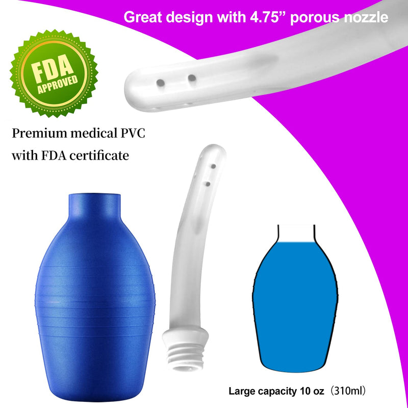 [Australia] - 10 Oz Enema Bulb for Men Women, Full Silicone Anal Douche, Reusable Cleaner Leakproof Douche Ball with 8 Flushing Holes for Colon Cleansing, Douche for Men （Blue） Blue 