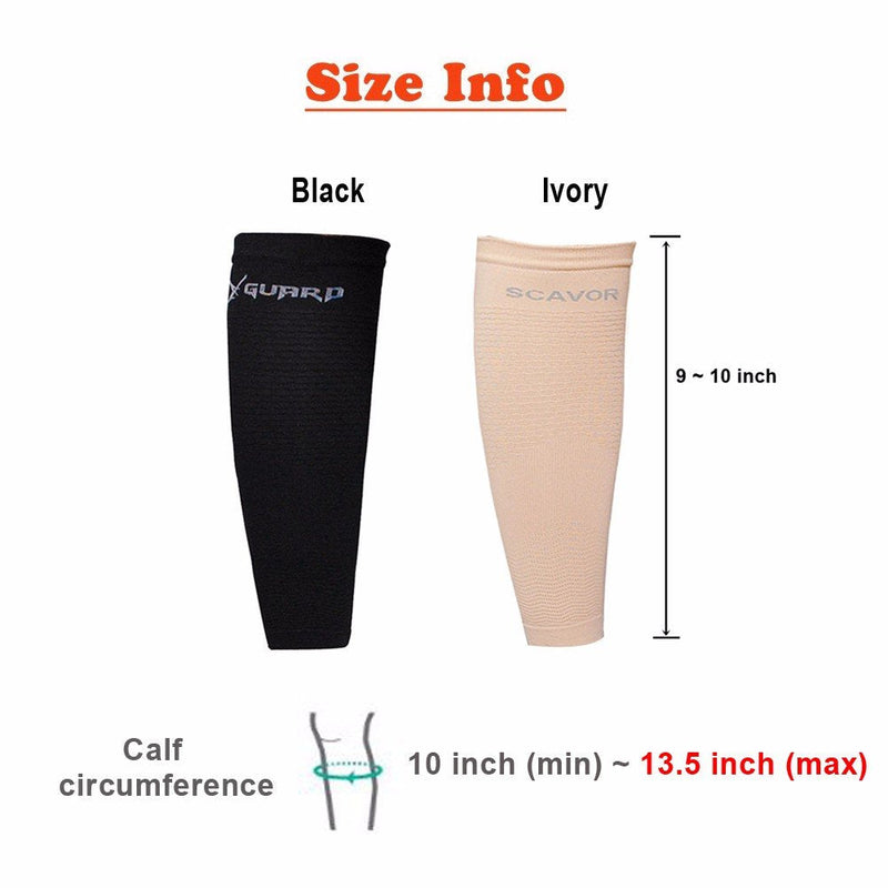 [Australia] - Leg Compression Sleeve Tattoo Cover up for Women - Shin Calf Pain Relief 1 Pair (Black) One Size Black 
