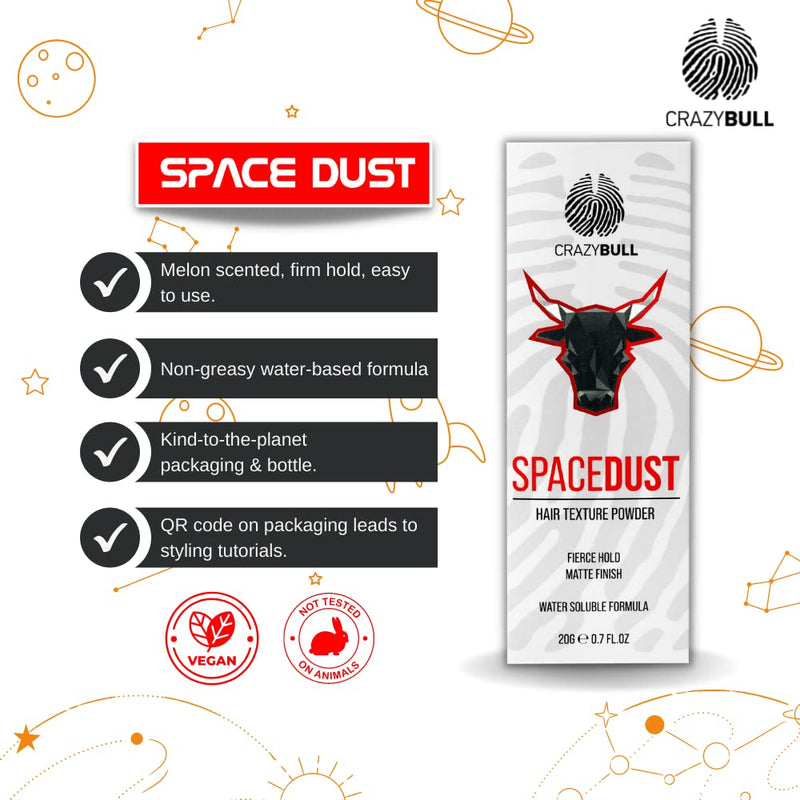 [Australia] - Crazy Bull Hair Powder Space Dust - Volumizing, Texturizing Hair Styling Powder for Men - Styler for Texture, Volume, & Natural, Matte Look- Flexible, Strong Hold, No Residue - Cruelty-Free & Vegan 