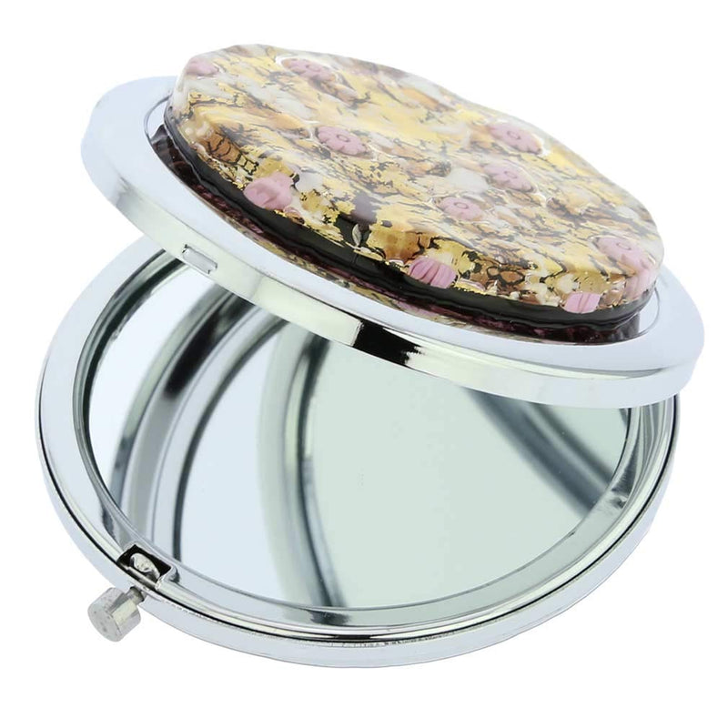 [Australia] - GlassOfVenice Murano Glass Millefiori Folding Compact Mirror - Purple Gold 