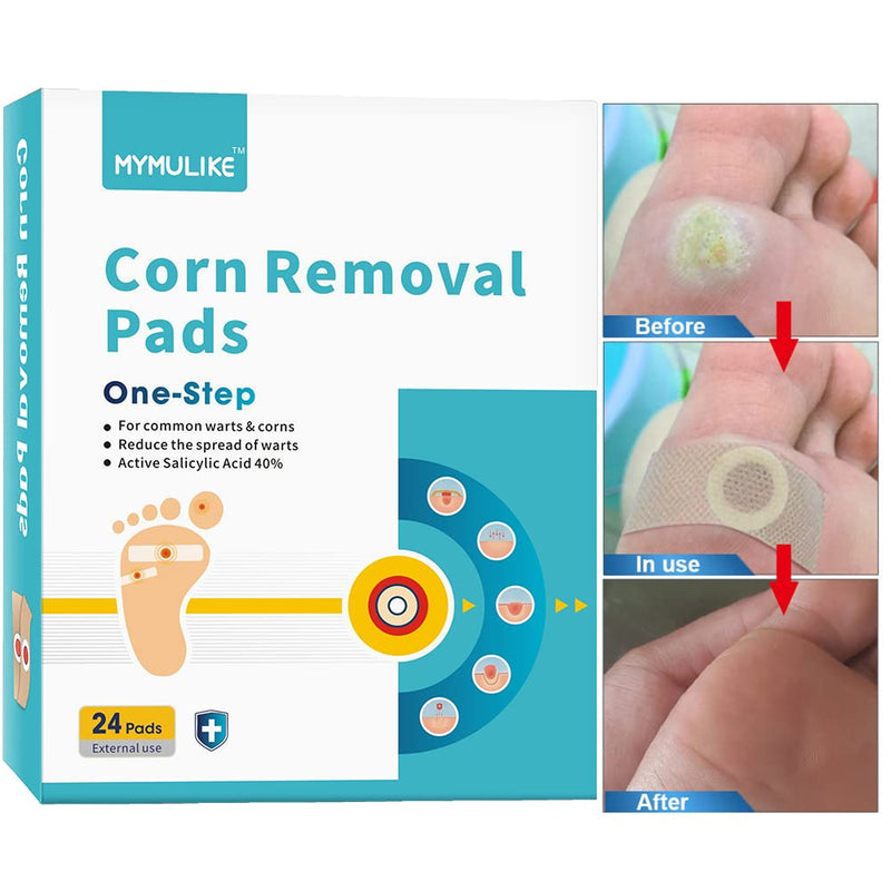 [Australia] - MYMULIKE Corn Removal Pads, Wart Remover, Corn Removal Plaster, Corn Removal Relief Corn Pain and Foot Care (24 Count) 24 Count (Pack of 1) 