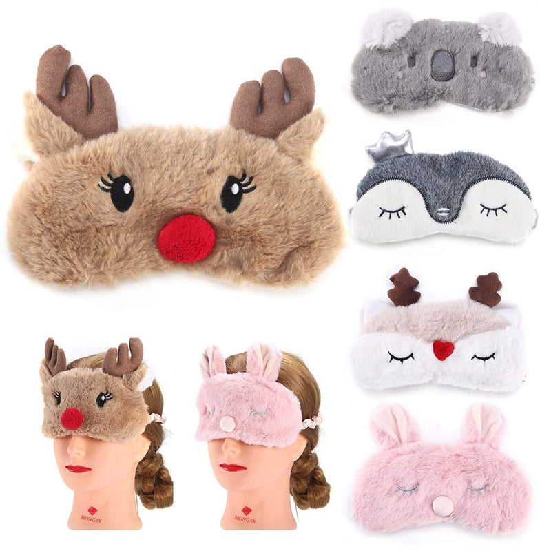 [Australia] - Christmas Sleeping Mask Cute Animal Eye Cover Sleeping Mask Deer Winter Carton Nap Eye Shade Mask for Girls Women Adult(Elk) Elk 