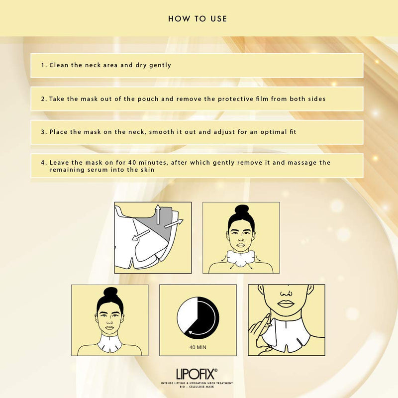 [Australia] - Neck Lifting Hydrating Firming Intense Treatment Bio - Cellulose Mask LipoFix (5 MASKS) 5 Count (Pack of 1) 