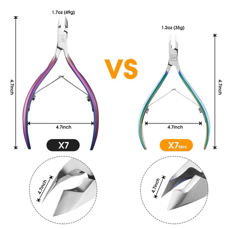 [Australia] - Cuticle Trimmer-opove Cuticle Remover Cuticle Nipper Professional Stainless Steel Cuticle Cutter Clipper Durable Pedicure Manicure Tools for Fingernails and Toenails,X7 mini Color Gradient Chameleon 