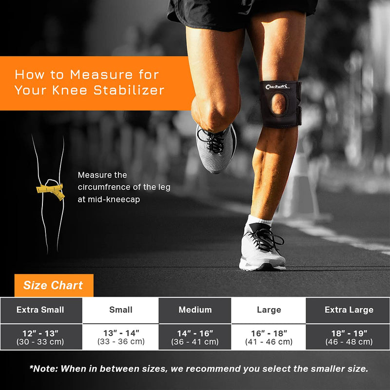 [Australia] - Cho-Pat Knee Stabilizer, Maximum Supported Pain Relief for Patellar Tendonitis, Arthritic Knees, and Overuse Syndromes, Left, Medium Left Knee - Medium (14"-16") Black 