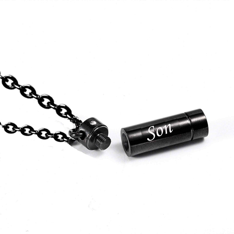 [Australia] - MEMORIALU Black Cylinder Urn Necklaces for Ashes Cremation Jewelry Keepsake Memorial Pendant Son 