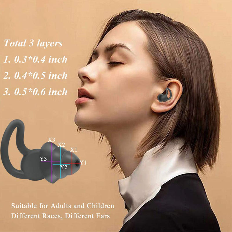 [Australia] - FERNIDA Noise Reduction Reusable Safe Silicone Anti-Noise Earplugs Noise Cancelling Ear Plugs for Sleeping Racing Shooting Traveling Device Black 