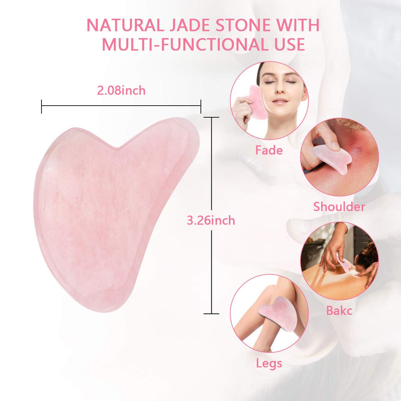 [Australia] - Deciniee Jade Roller for Face,Gua Sha Massage Tool,Rose Quartz Jade Roller and Gua Sha 6 in 1 Face Massager Women Gift Set,Anti-Aging Authentic Facial Beauty Roller-Rejuvenate Skin and Remove Wrinkles 