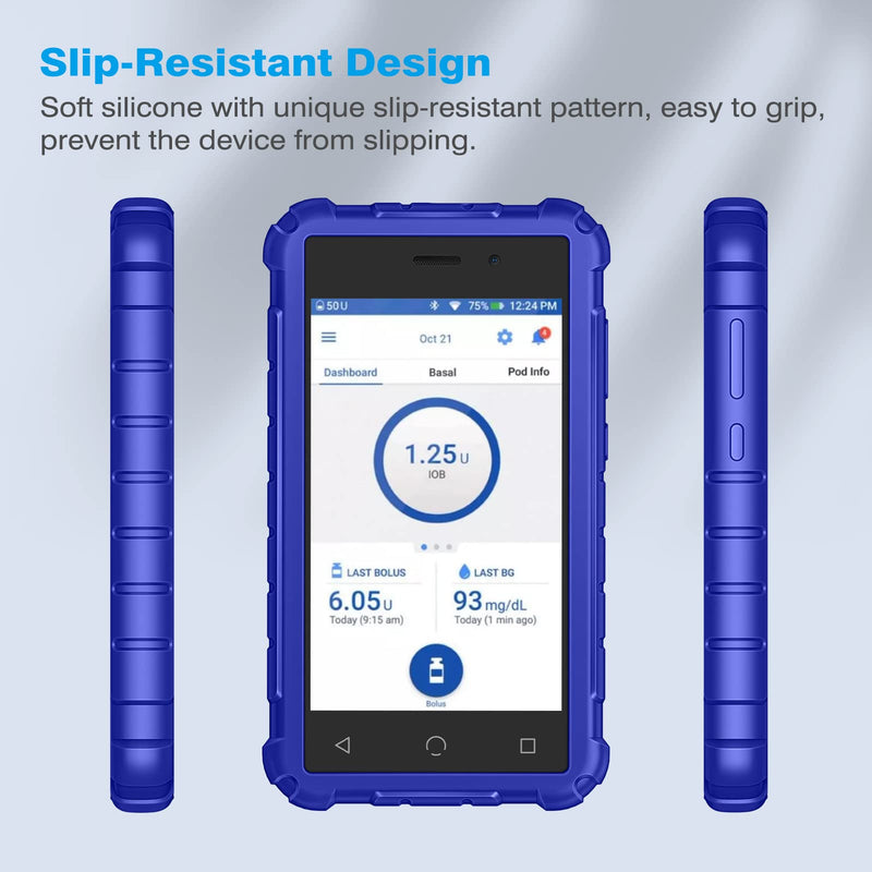 [Australia] - MEDMAX Silicone Case for Omnipod Dash PDM (Personal Diabetes Manager), Lightweight Shockproof Anti Slip Protective Cover Soft Gel Skin with Raised Bezel for Omnipod Dash Device (Navy) Navy 