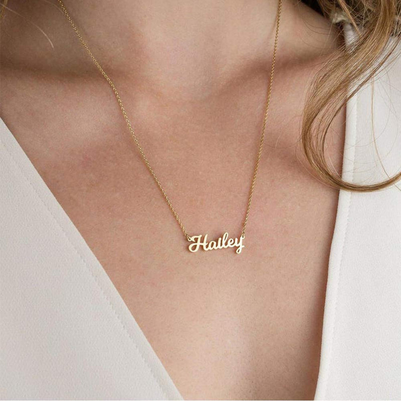 [Australia] - M MOOHAM Gold Custom Name Necklace Personalized - 18K Gold Plated Personalized Name Necklaces for Women Girls Kids Teens, Plate Monogram Necklace Name Necklace Aaliyah 