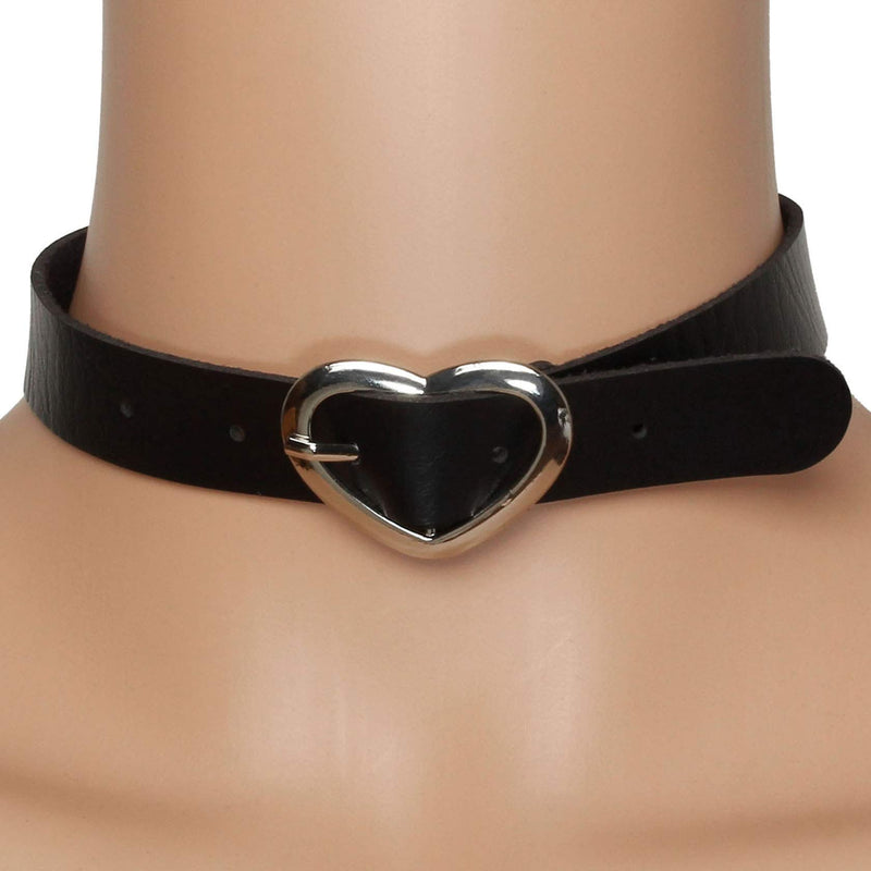 [Australia] - MILAKOO Adjustable Black Leather Necklaces Pu Leather Punk Rock Collar Necklace 