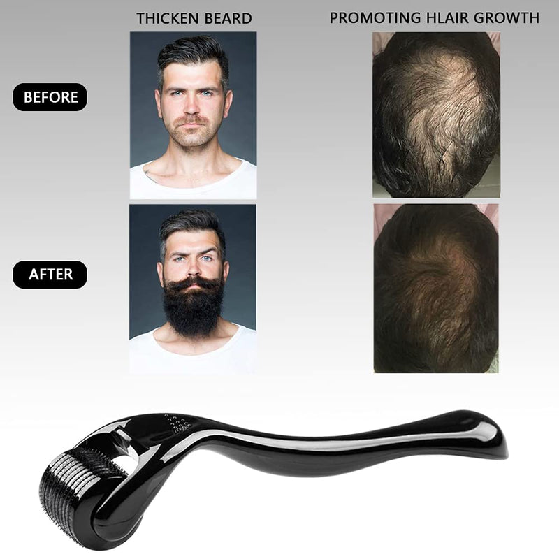 [Australia] - Beard Growth Roller/Derma roller 0.5 mm - 540 Titanium Needles/Black Beard Roller/Derma Roller for Men and Women/Stimulate Beard and Hair Growth (0.5mm) 0.5mm 