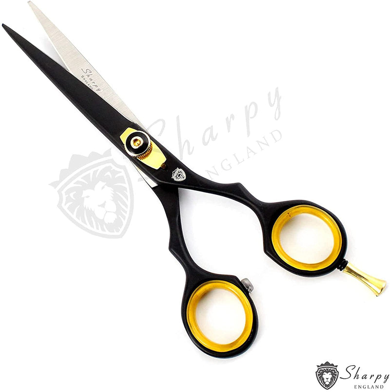 [Australia] - SHARPY® - Hairdressing Barber Salon Scissors, Thinning Scissors set 6.0" Inch Length - Set of Hair Scissors - Razor Edge Barber Scissors Set comes in a Luxury Black Presentation Case 