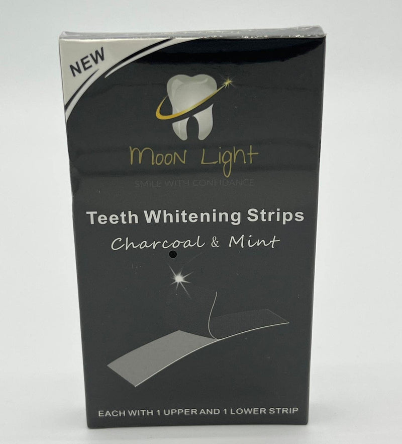 [Australia] - New MOON LIGHT Charcoal Teeth WHITENING Strips Pouches Pack Home Teeth Hygiene Bleaching Cleaning Stain Removing Course (Box of 7 Pouches) BOX OF 7 POUCHES 