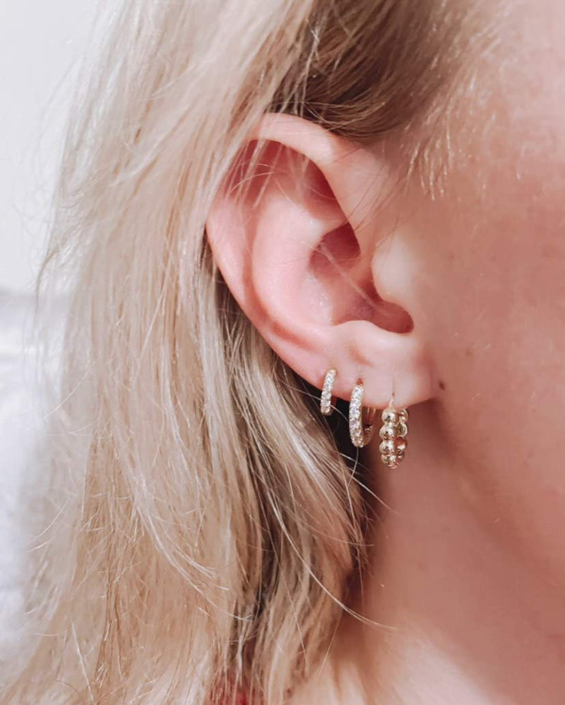 [Australia] - 3 Pairs Small Huggie Hoop Earrings Set 14K Gold Plated 925 Sterling Silver Hypoallergenic Lightweight Huggie Hoops Earrings for Women Girls Cubic Zircon + Smooth + Twisted Hoop Earrings 