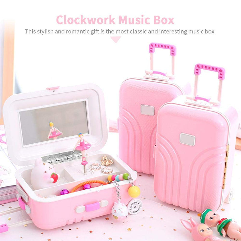 [Australia] - Aukson Girl Cute Pink Suitcase Model Mini Music Box Jewelry Case Craft Gift Kid Toys 