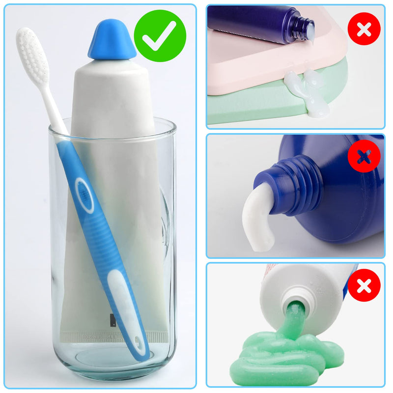 [Australia] - AIEX 8pcs Toothpaste Cap, Cute Star Shape Tooth Paste Squeezer Cap No Mess No Waste Self-Closing Toothpaste Toppers for Kids Adults Bathroom (4 Colors) 