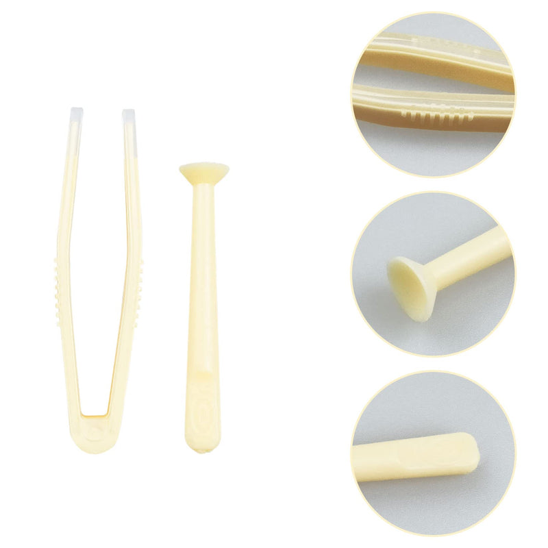 [Australia] - 4 Pack Contact Lens Remover and Inserter Tool for Soft Lenses, Portable Contact Lens Applicator with Tweezers & Storage Case for Outgoing, Travelling - White & Yellow 