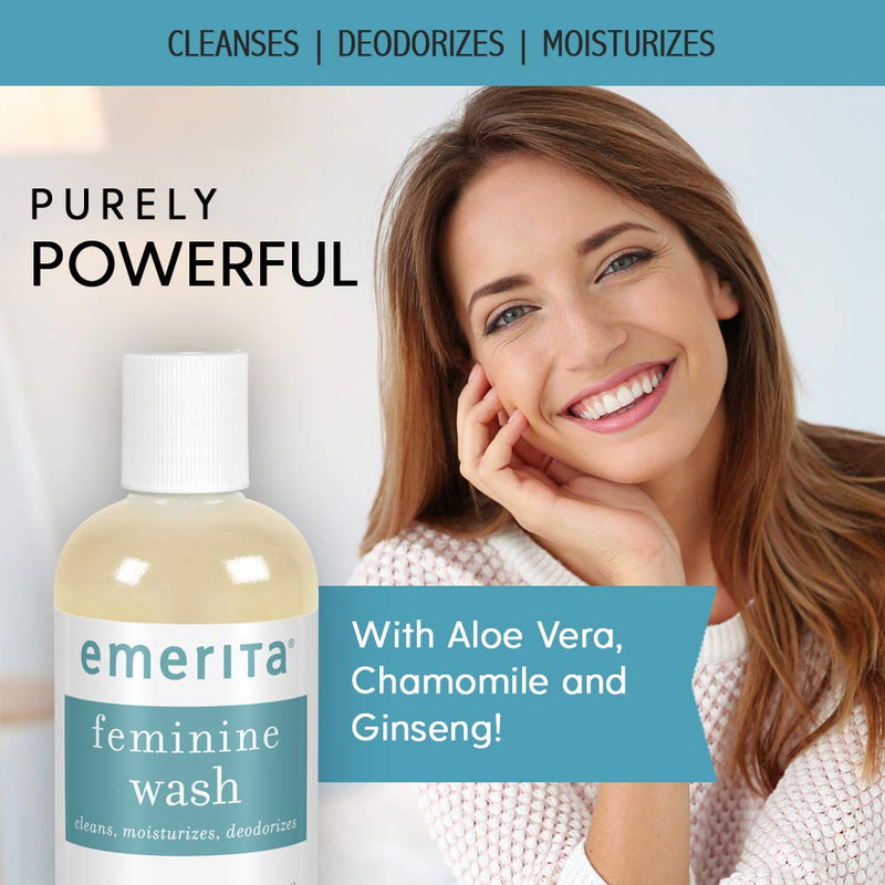 [Australia] - Emerita Feminine Cleansing & Moisturizing Wash | Gently Cleanses & Deodorizes | Formulated to Help Support Healthy Vaginal pH | Aloe, Chamomile | 4 oz 