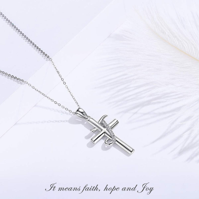 [Australia] - Eusense Initial Necklaces Cross Letter Necklace Sterling Silver Alphabet Pendant a Necklace for Women and Teen Girls with Cubic Zirconia Letter J 