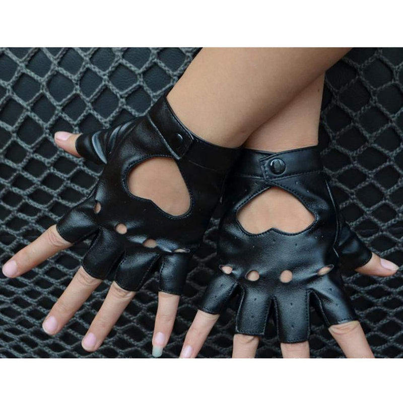 [Australia] - GOOTRADES Punk Fingerless Dance Glove For Women, Jazz Style Glove, PU Leather Black 