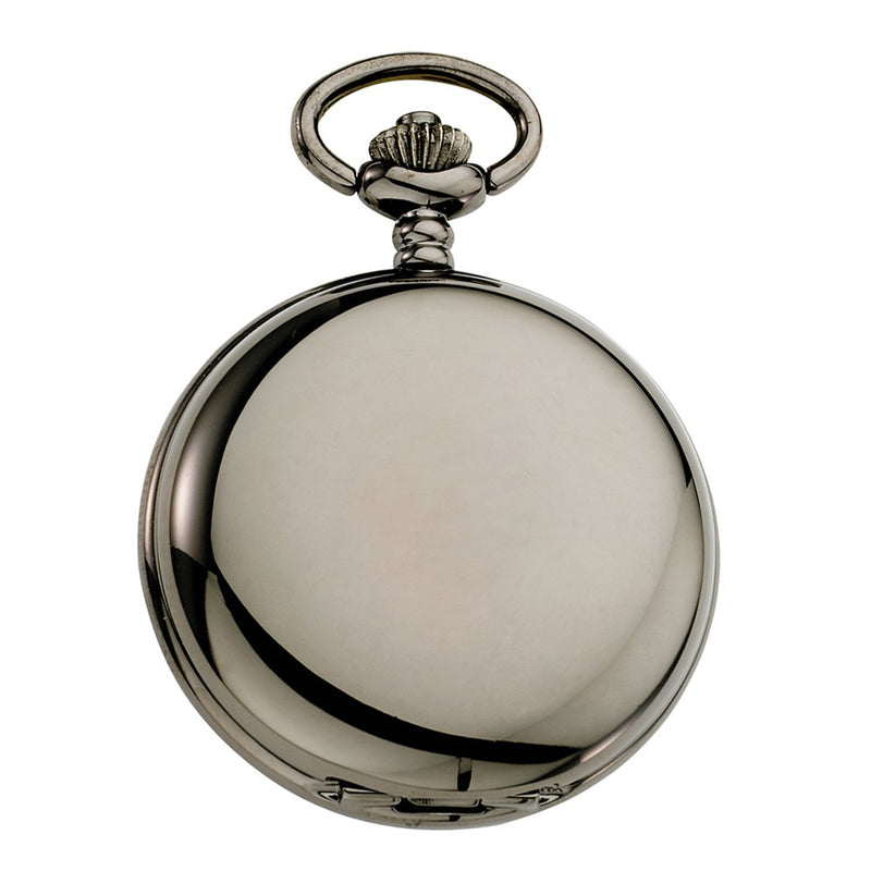 [Australia] - Gotham Men's Gunmetal Railroad Polished Finish Covered Quartz Pocket Watch # GWC15044BR 