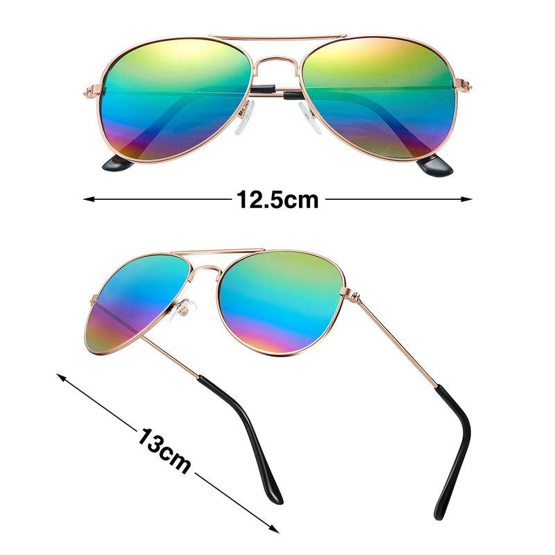 [Australia] - 6 Pairs Kids Mirrored Sunglasses Kids Costume Eyeglasses 70's Metal Mirror Sunglasses with Metal Frame for Costume Party Supply 
