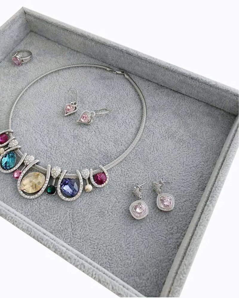 [Australia] - Svea Display Premium Quality Gray Plus Velvet Extra Soft Jewelry Art Collection Tray Organizer Stackable Storage Multifunction Draw Divider (Flat Tray) Flat Tray 