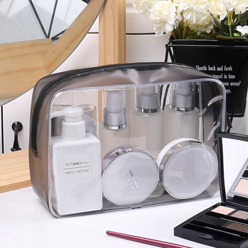 [Australia] - HQDeal Clear Zipper Toiletry Bag in 4 Size, Airport Security Approved PVC Travel Luggage Pouch Transparent Makeup Bag Cosmetic Bag Waterproof Shower Wash Bag Organizer for Women Men Kids 