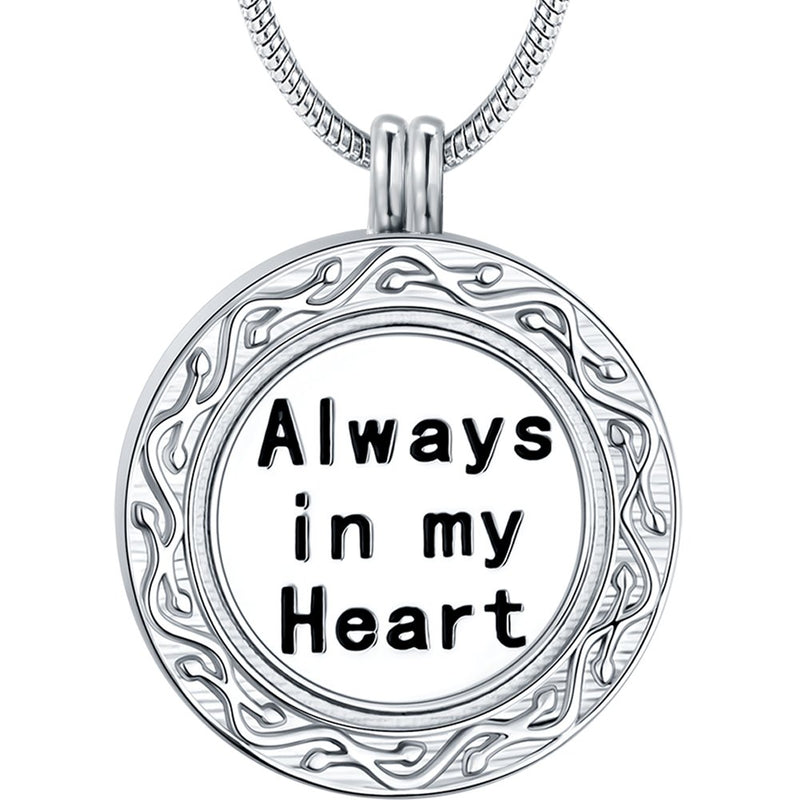 [Australia] - Ado Glo Christmas Memorial Gifts, Always in My Heart with 1 or 2 Vials Urn Locket Pendant Necklace, Tree of Life Cremation Jewelry for Ashes, Keepsake for Dad Sister Grandma Aunt Wife Daughter Mom 01_Single Vial_Silver 