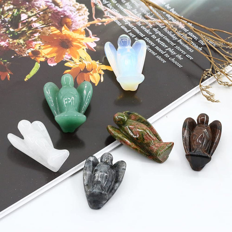 [Australia] - Ouubuuy Natural Rose Quartz Crystal Angel Pocket Guardian Angel Figurines Gift for Reiki Healing 1.5“ Pink Quartz 